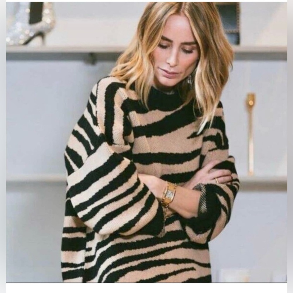 Anine Bing Black and Tan Striped Sweater